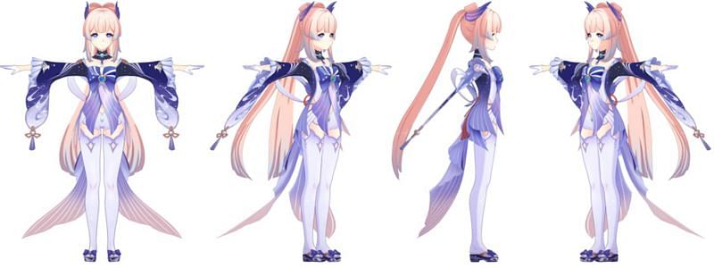 Kokomi's leaked model in Genshin Impact (Image via lumie_lumie)